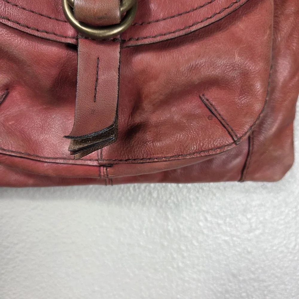 Fossil Brown Leather Crossbody Bag Organizer Pocket Zip Top Purse‎